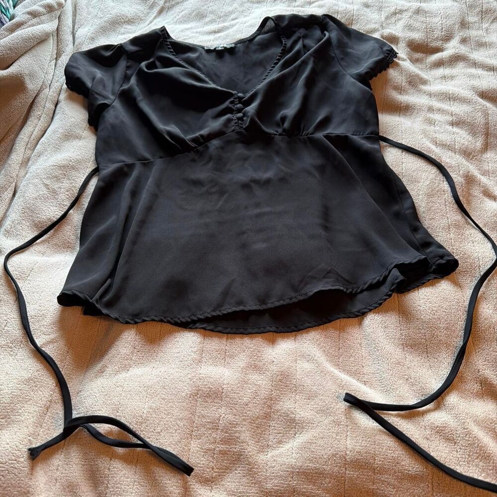 Papermoon Sheer Mesh Button Babydoll Top   Size S